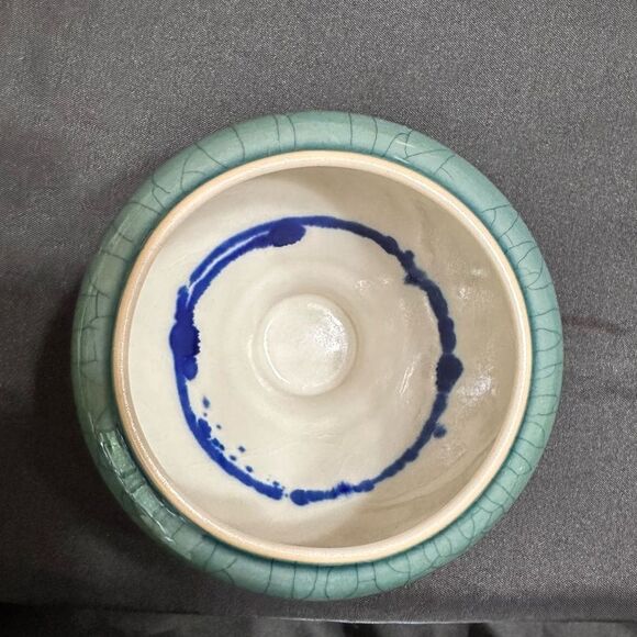 Vintage Andrew MacCorkindale Elegant Teal Crackle Glaze Ceramic Vase Small - Picture 3 of 10